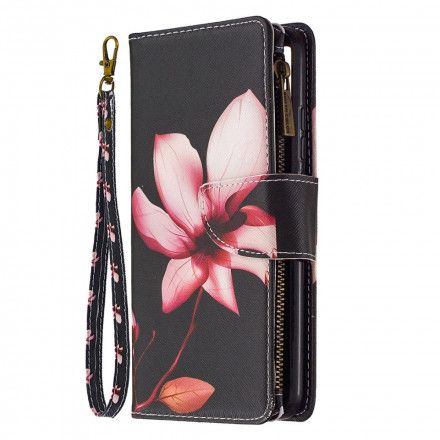 Lærdeksel Til Xiaomi Redmi 9C Blomsterlomme Med Glidelås