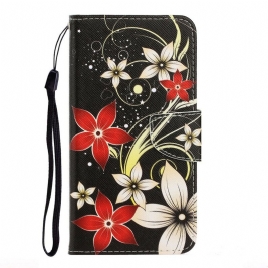 Lærdeksel Til Xiaomi Redmi 9C Med Kjede Fargerike Stroppblomster