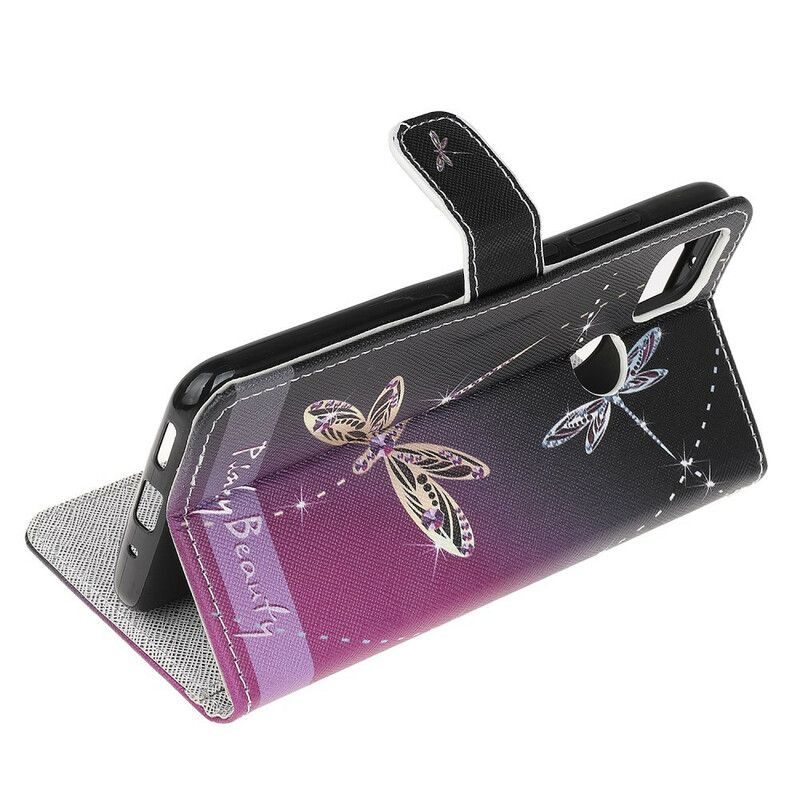 Lærdeksel Til Xiaomi Redmi 9C Med Kjede Thong Dragonflies