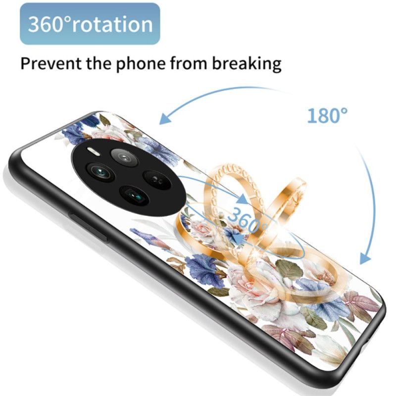 Deksel Realme 12 Pro / 12 Pro Plus Mobildeksel Blomsterring-holder I Herdet Glass