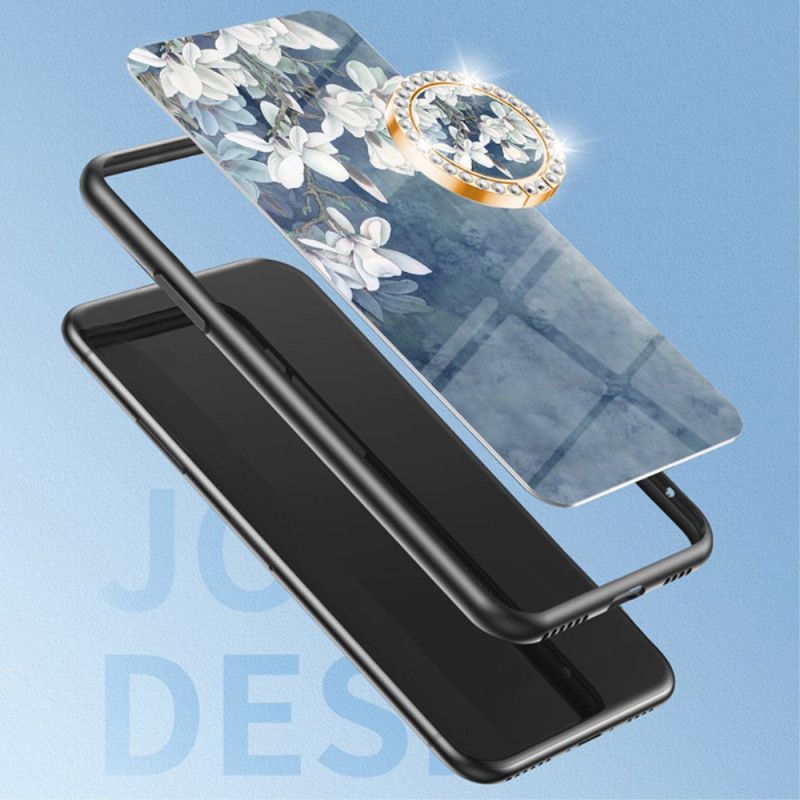 Deksel Realme 12 Pro / 12 Pro Plus Mobildeksel Blomsterring-holder I Herdet Glass