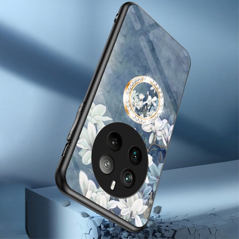 Deksel Realme 12 Pro / 12 Pro Plus Mobildeksel Blomsterring-holder I Herdet Glass