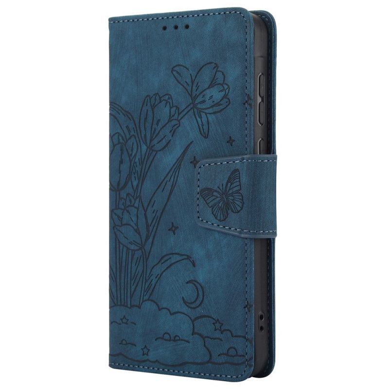 Folio Deksel Realme 12 Pro / 12 Pro Plus Blomstertrykkrem