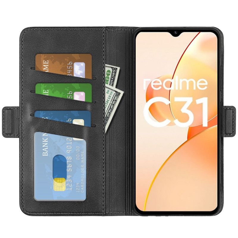 Folio Deksel Til Realme C31 Klassisk Kunstskinn