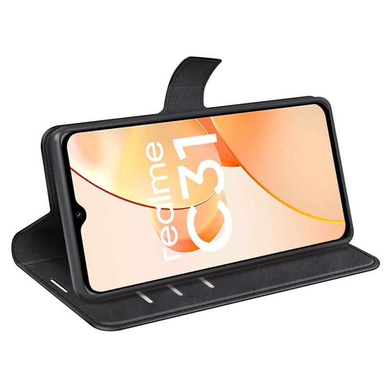 Lærdeksel Til Realme C31 Tradisjonelt Kunstskinn