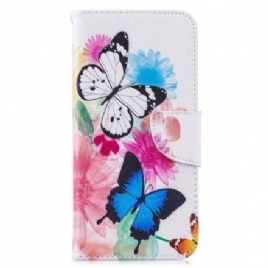 Folio Deksel Til Xiaomi Redmi Note 7 Malede Sommerfugler Og Blomster