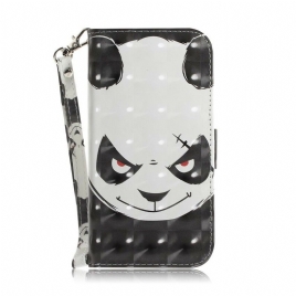 Folio Deksel Til Xiaomi Redmi Note 7 Med Kjede Angry Panda Med Stropp
