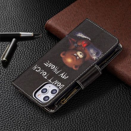 Folio Deksel Til iPhone 11 Pro Max Bear Glidelåslomme