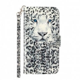 Folio Deksel Til iPhone 11 Pro Max Med Kjede Tiger Light Strap Spotlights