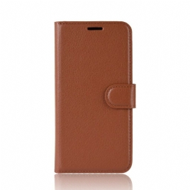 Folio Deksel Til iPhone 11 Pro Max Premium Litchi Leather Effect