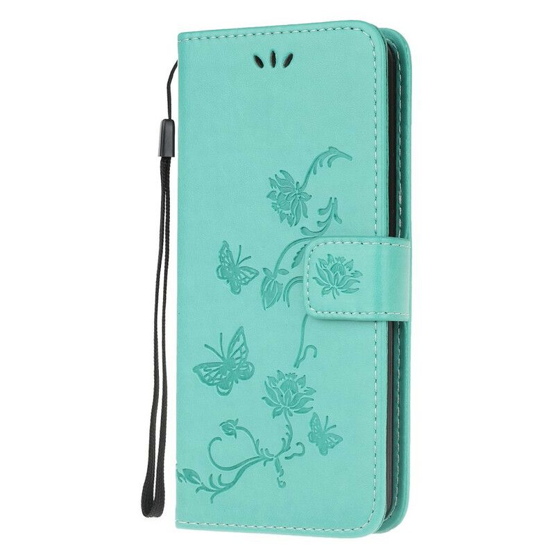 Folio Deksel Til Xiaomi Redmi Note 8 Asiatiske Sommerfugler Og Blomster