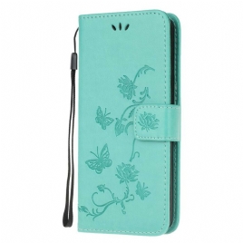 Folio Deksel Til Xiaomi Redmi Note 8 Asiatiske Sommerfugler Og Blomster