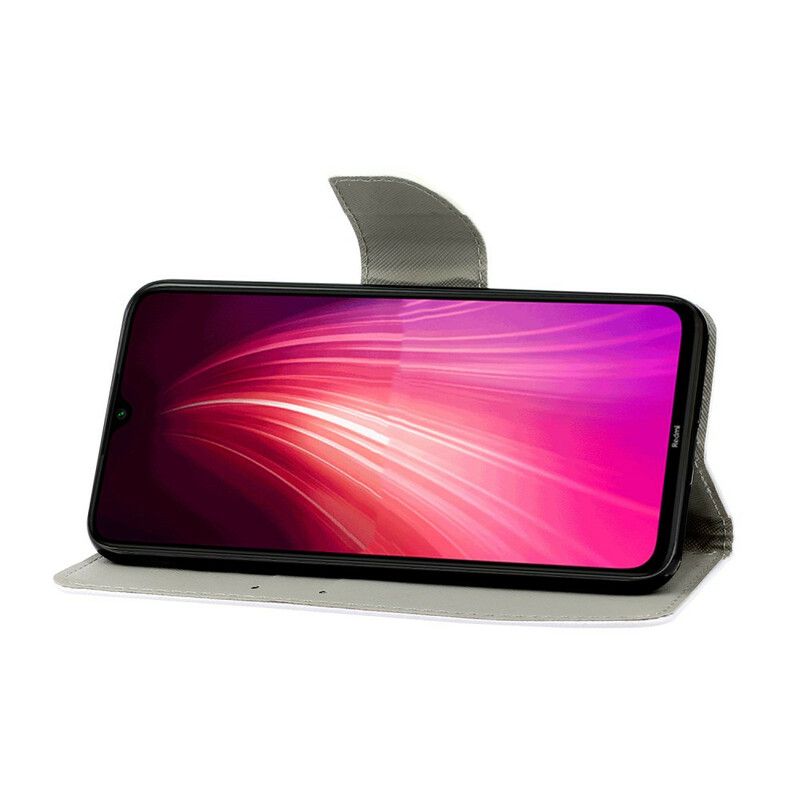 Folio Deksel Til Xiaomi Redmi Note 8 Med Kjede Lev Det Strappy