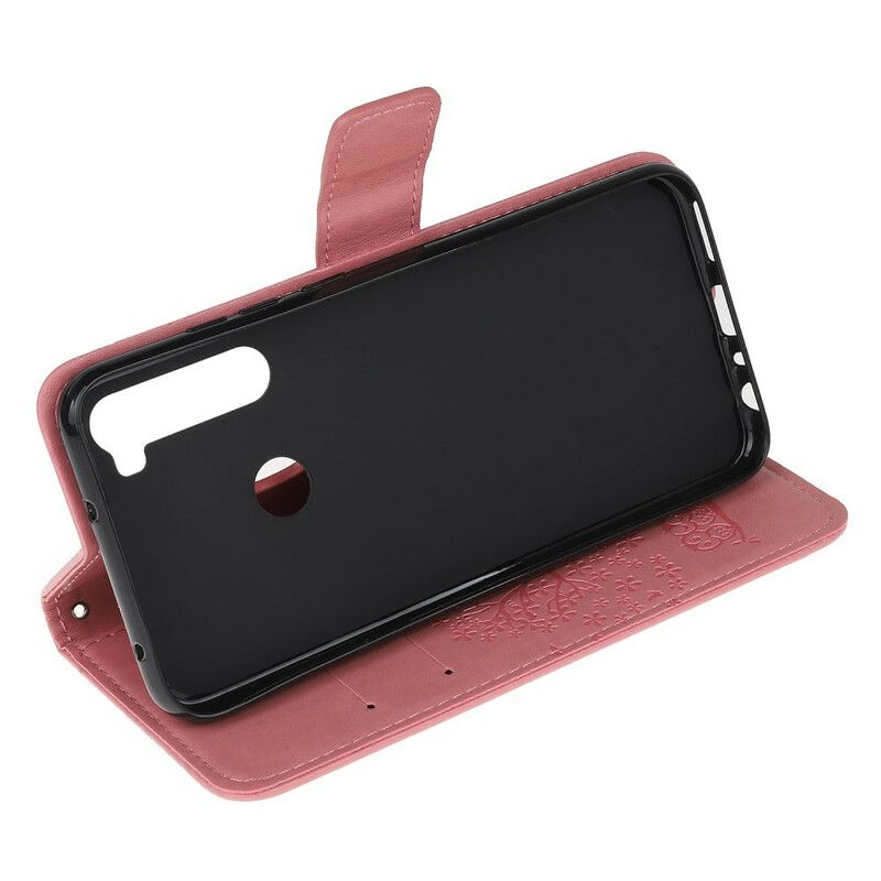 Folio Deksel Til Xiaomi Redmi Note 8 Med Kjede Tre Og Ugler