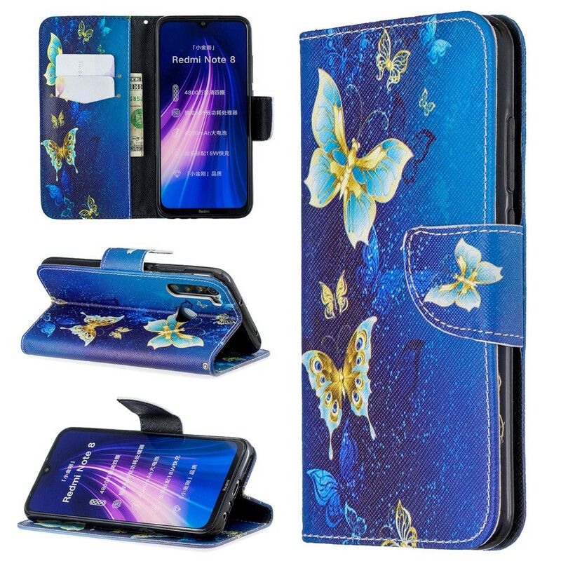 Folio Deksel Til Xiaomi Redmi Note 8 Utrolige Sommerfugler