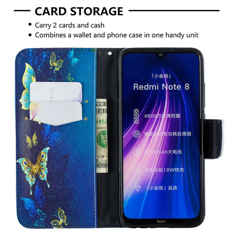 Folio Deksel Til Xiaomi Redmi Note 8 Utrolige Sommerfugler