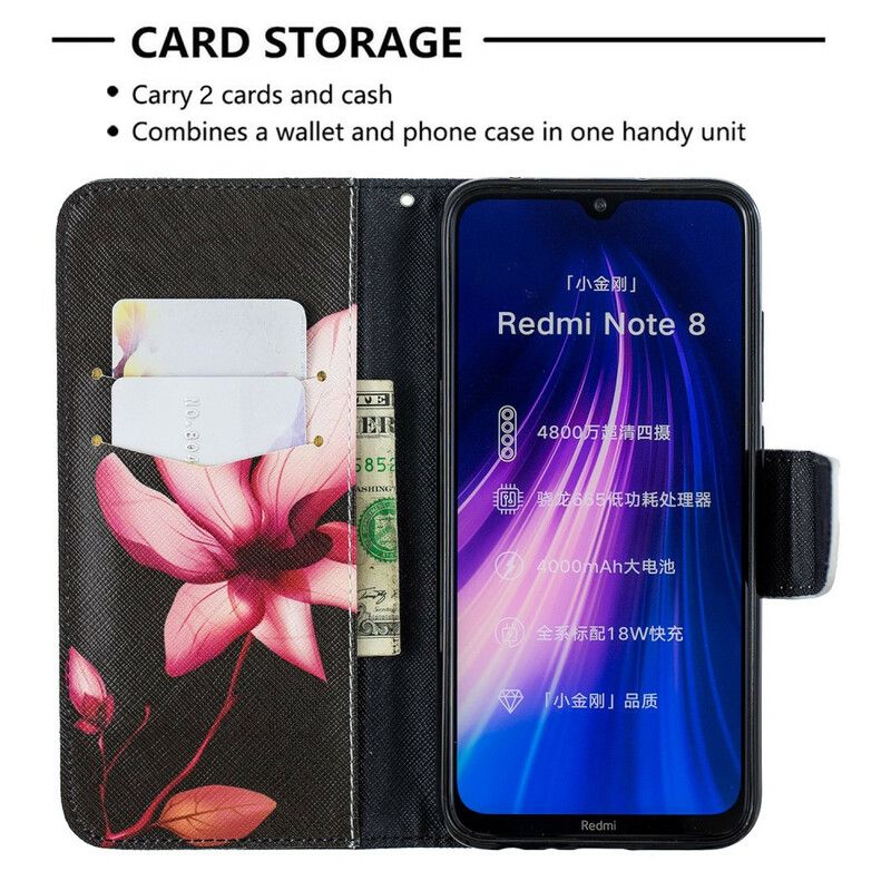 Lærdeksel Til Xiaomi Redmi Note 8 Rosa Blomst