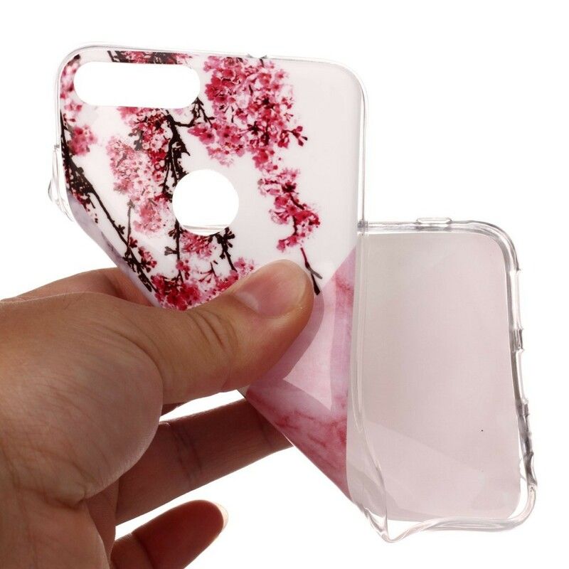 Deksel Til Huawei P Smart Marmorert Plommeblomst