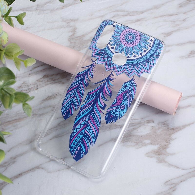 Deksel Til Samsung Galaxy A10s Blue Feathers Dream Catcher