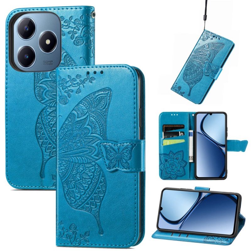 Lærdeksel Folio Deksel Realme C63 Mobildeksel Barokk Sommerfugl