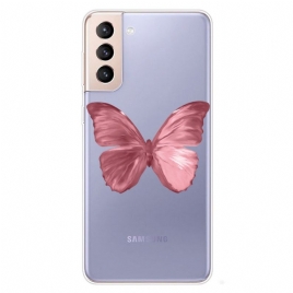 Deksel Til Samsung Galaxy S22 Plus 5G Rosa Sommerfuglslange