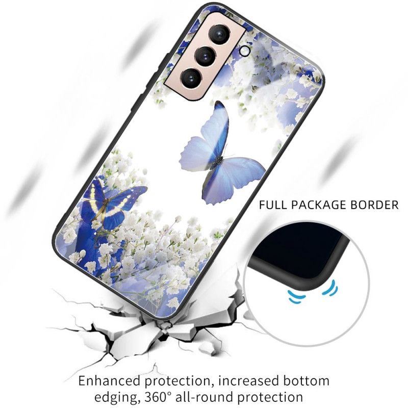 Deksel Til Samsung Galaxy S22 Plus 5G Sommerfugldesign I Herdet Glass