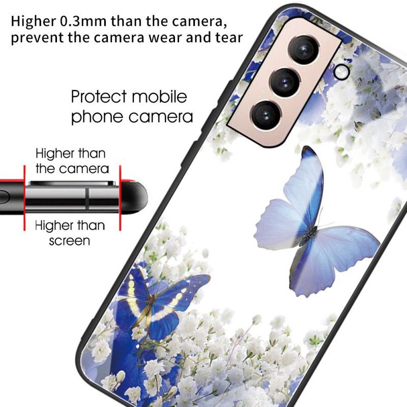 Deksel Til Samsung Galaxy S22 Plus 5G Sommerfugldesign I Herdet Glass