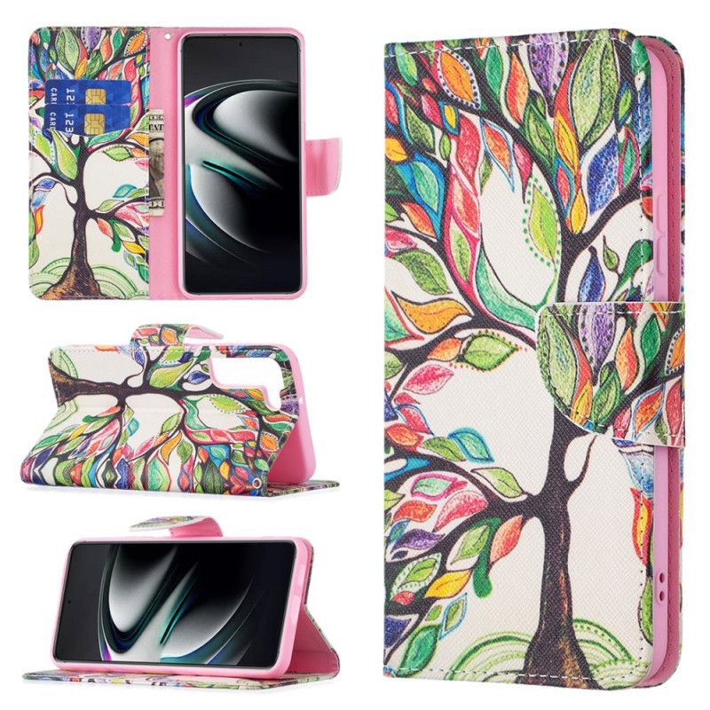 Folio Deksel Til Samsung Galaxy S22 Plus 5G Farget Tre