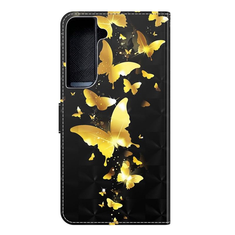 Folio Deksel Til Samsung Galaxy S22 Plus 5G Gule Sommerfugler