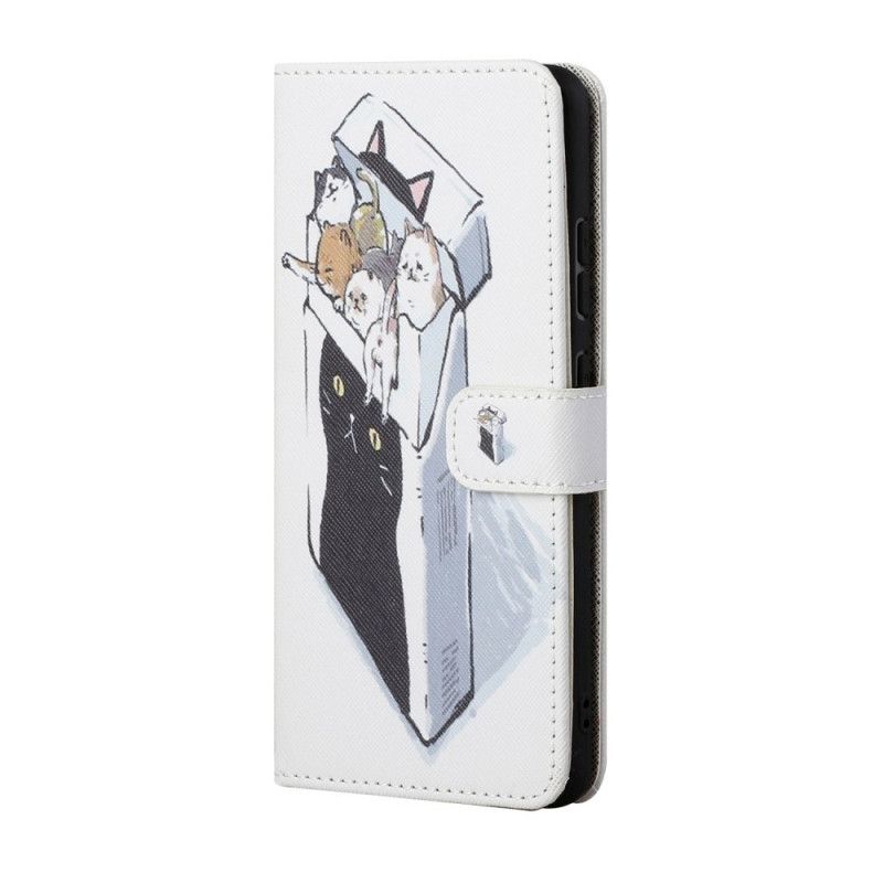 Folio Deksel Til Samsung Galaxy S22 Plus 5G Med Kjede Thong Cat Levering