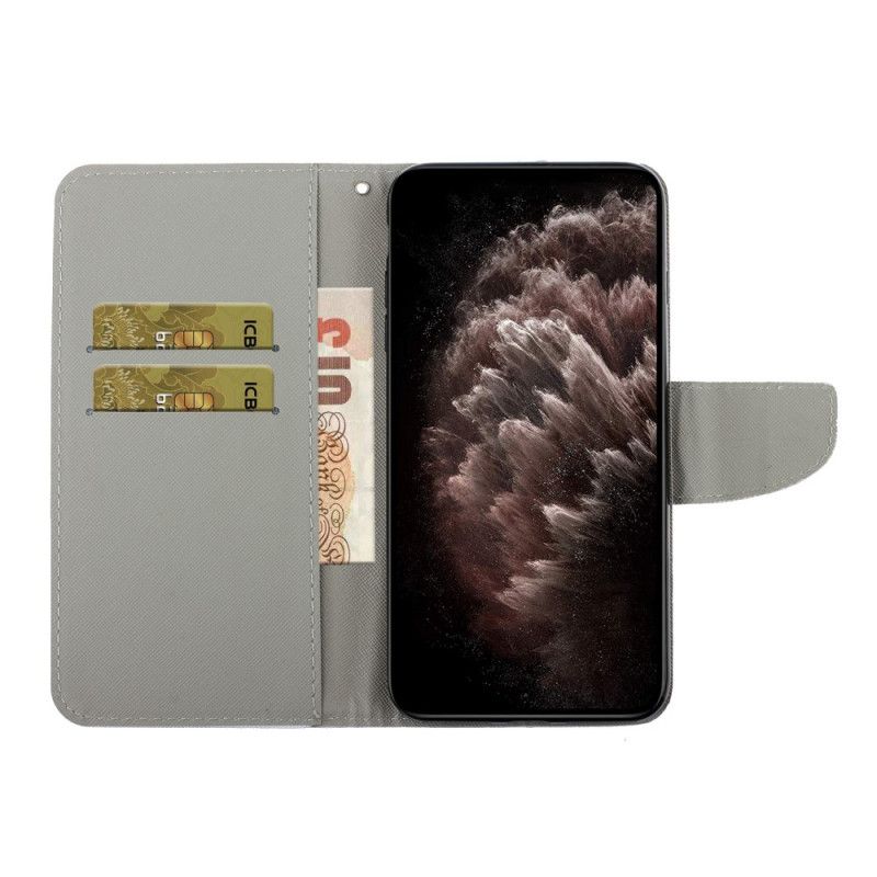 Folio Deksel Til Samsung Galaxy S22 Plus 5G Med Kjede Variasjoner Av Sommerfuglrem