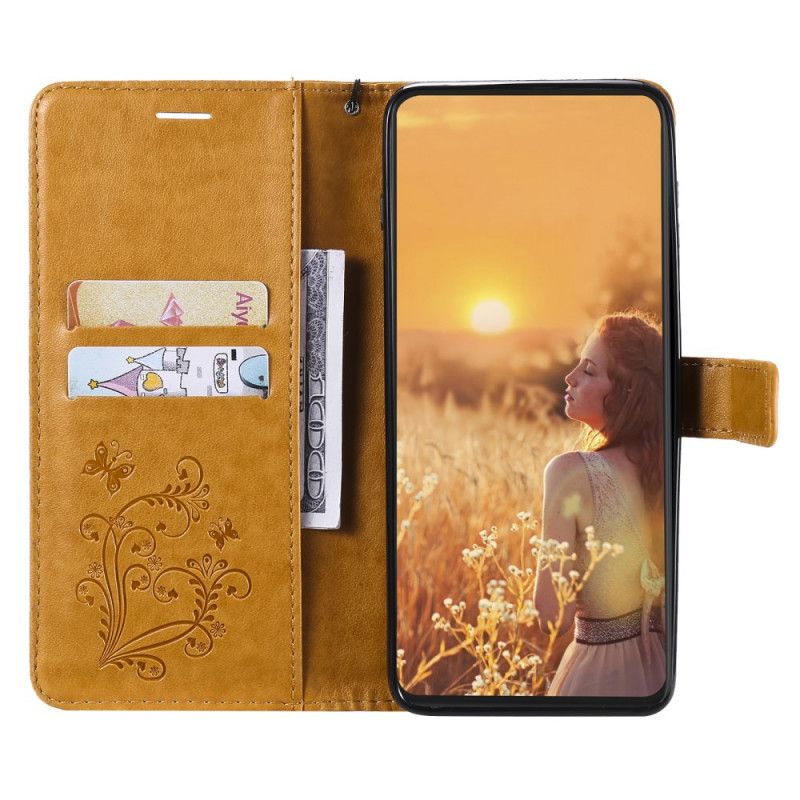 Folio Deksel Til Huawei P50 Pro Med Kjede Gigant Strappy Sommerfugler