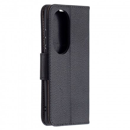 Lærdeksel Til Huawei P50 Pro Folio Deksel Litchi Flap Skrå