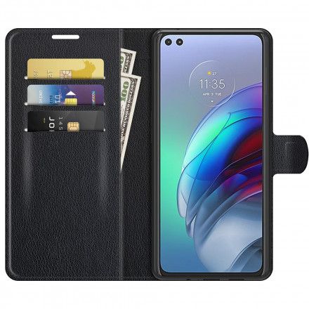 Lærdeksel Til Moto G100 Klassisk Litchieffekt