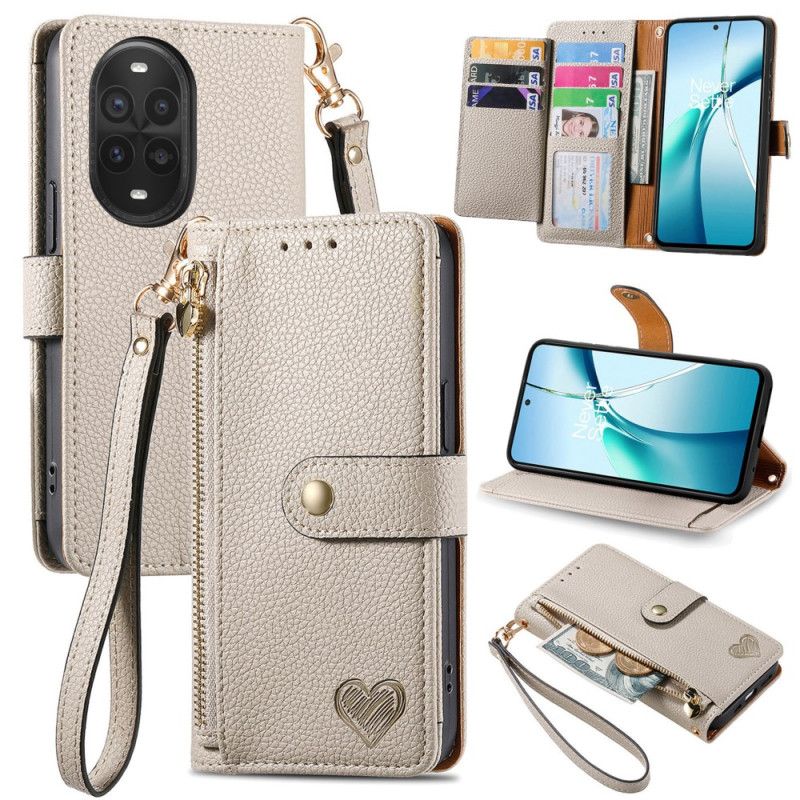 Folio Deksel Huawei Nova 13 Pro Rfid-beskyttelse Med Hjertedesign