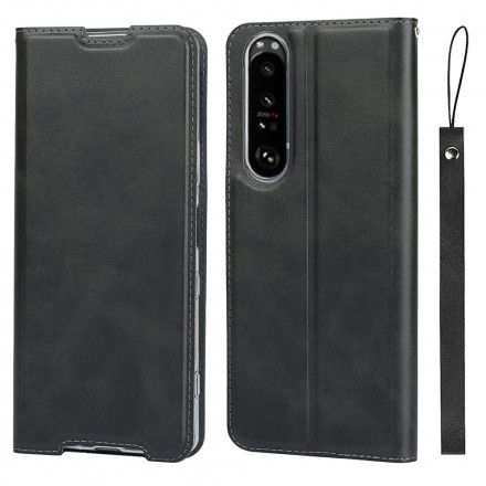 Beskyttelse Deksel Til Sony Xperia 1 III Med Kjede Folio Deksel Reim I Kunstskinnklasse