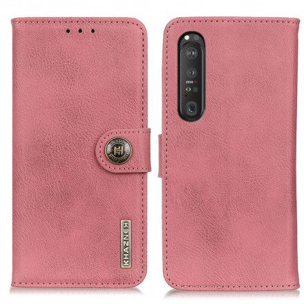 Folio Deksel Til Sony Xperia 1 III Imitert Skinn Khazneh