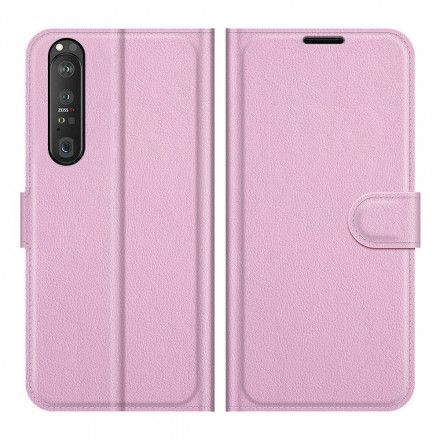 Folio Deksel Til Sony Xperia 1 III Klassisk Litchieffekt