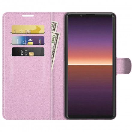 Folio Deksel Til Sony Xperia 1 III Klassisk Litchieffekt