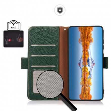 Folio Deksel Til Sony Xperia 1 III Litchi Leather Khazneh Rfid