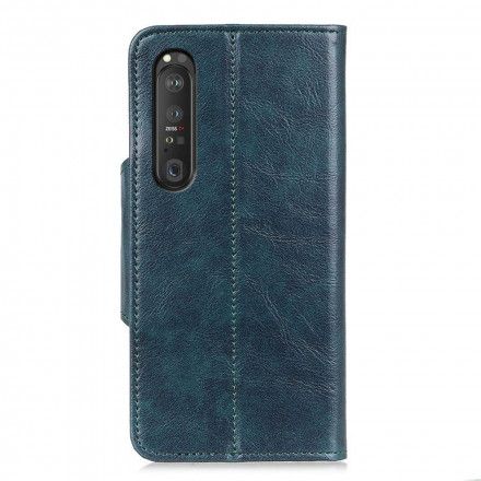 Lærdeksel Til Sony Xperia 1 III Patentknapp I Kunstskinn