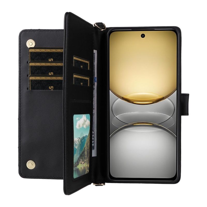 Folio Deksel Realme 14x 5g Premium Design Med Stropp Og Skulderstropp