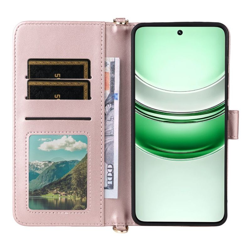 Folio Deksel Til Realme 14x 5g Vattert Med Stropp Og Skulderstropp