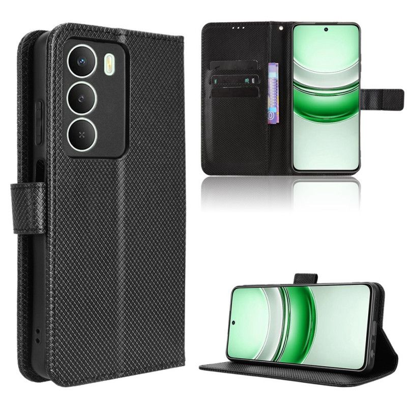 Lærdeksel Folio Deksel Realme 14x 5g Diamanttekstur