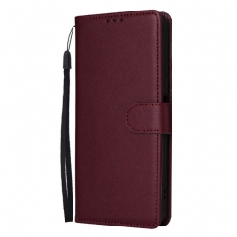 Lærdeksel Folio Deksel Realme 14x 5g Mobildeksel Ensfarget Imitasjonsskinn