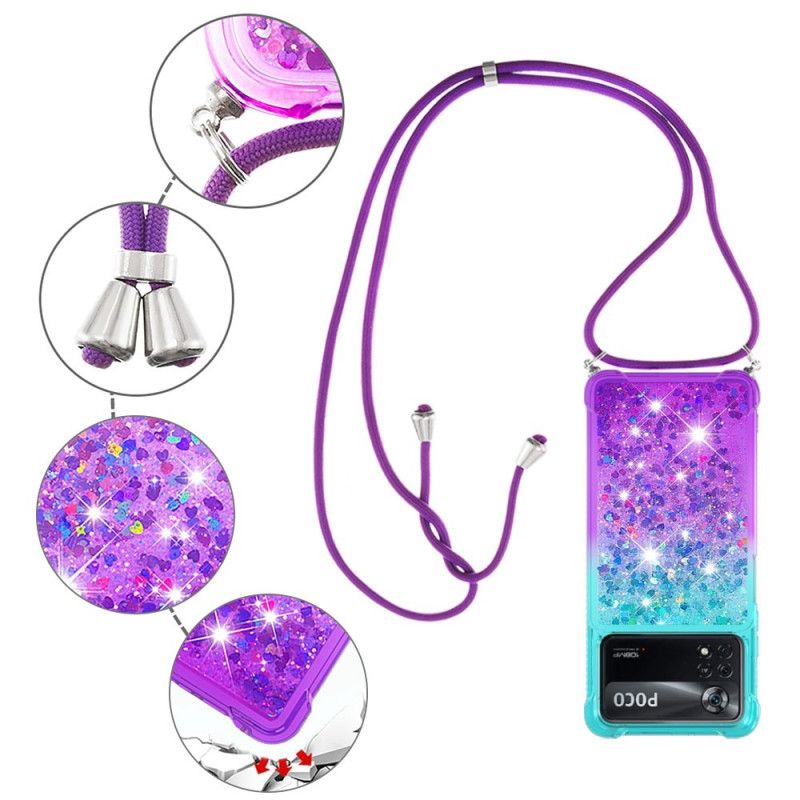 Deksel Til Poco X4 Pro 5G Med Snor Med Glitter Silikonsnor