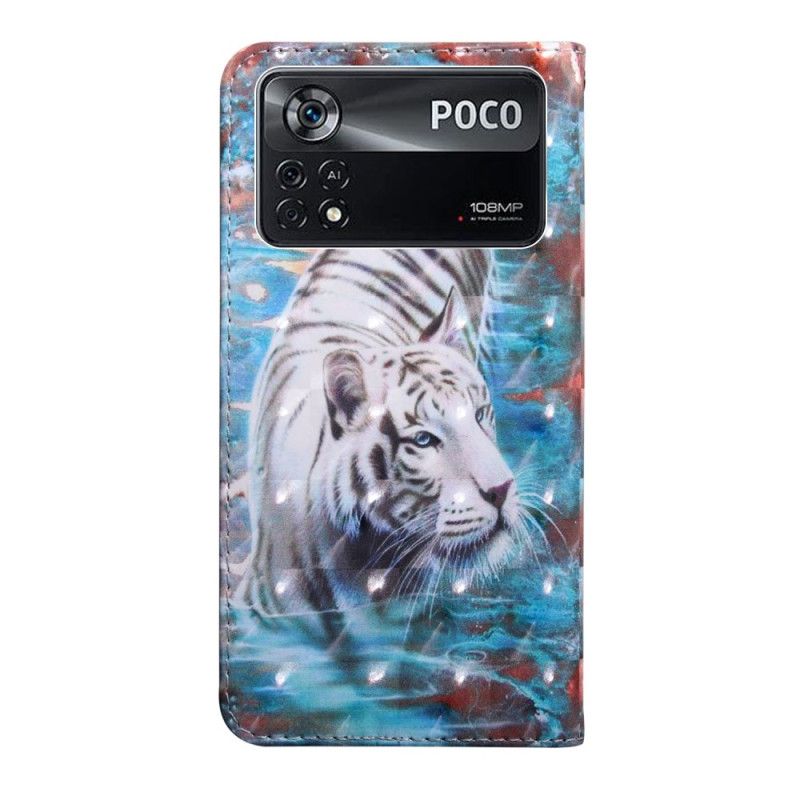Folio Deksel Til Poco X4 Pro 5G Med Kjede Fantastisk Strappy Tiger