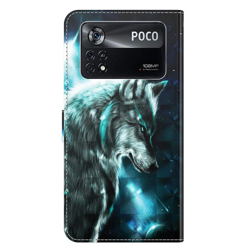 Folio Deksel Til Poco X4 Pro 5G Med Kjede Ulv