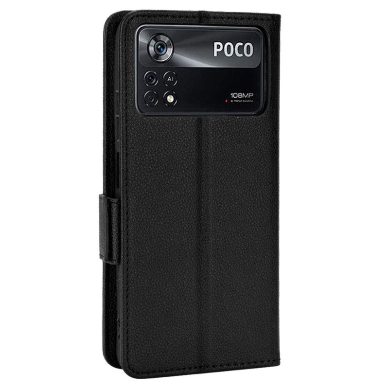 Lærdeksel Til Poco X4 Pro 5G Ultra Fin Litchi Imitert Skinn