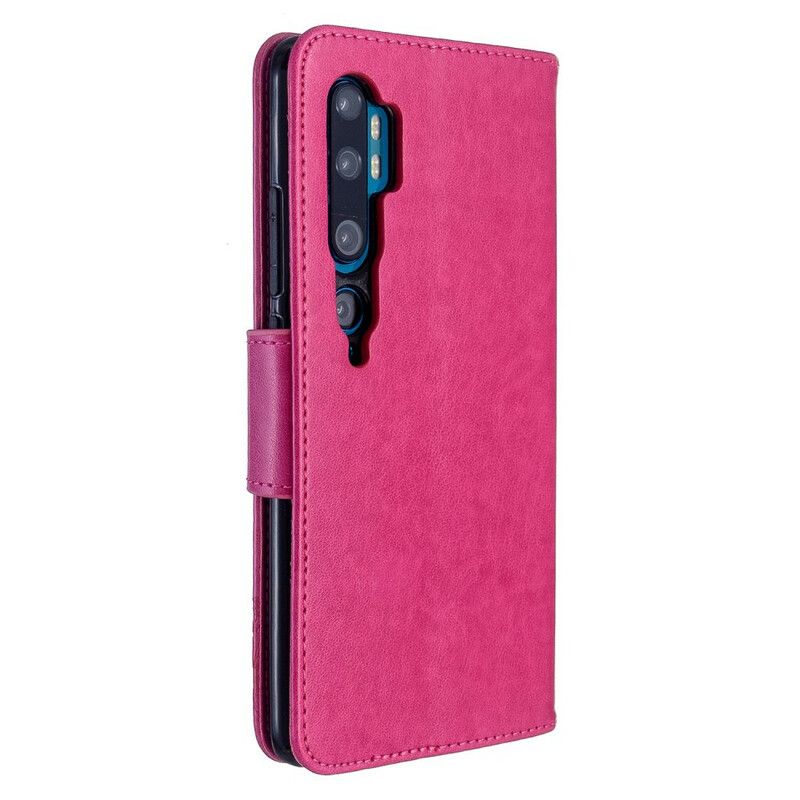Folio Deksel Til Xiaomi Mi Note 10 / 10 Pro Med Kjede Reim Med Trykt Sommerfugl